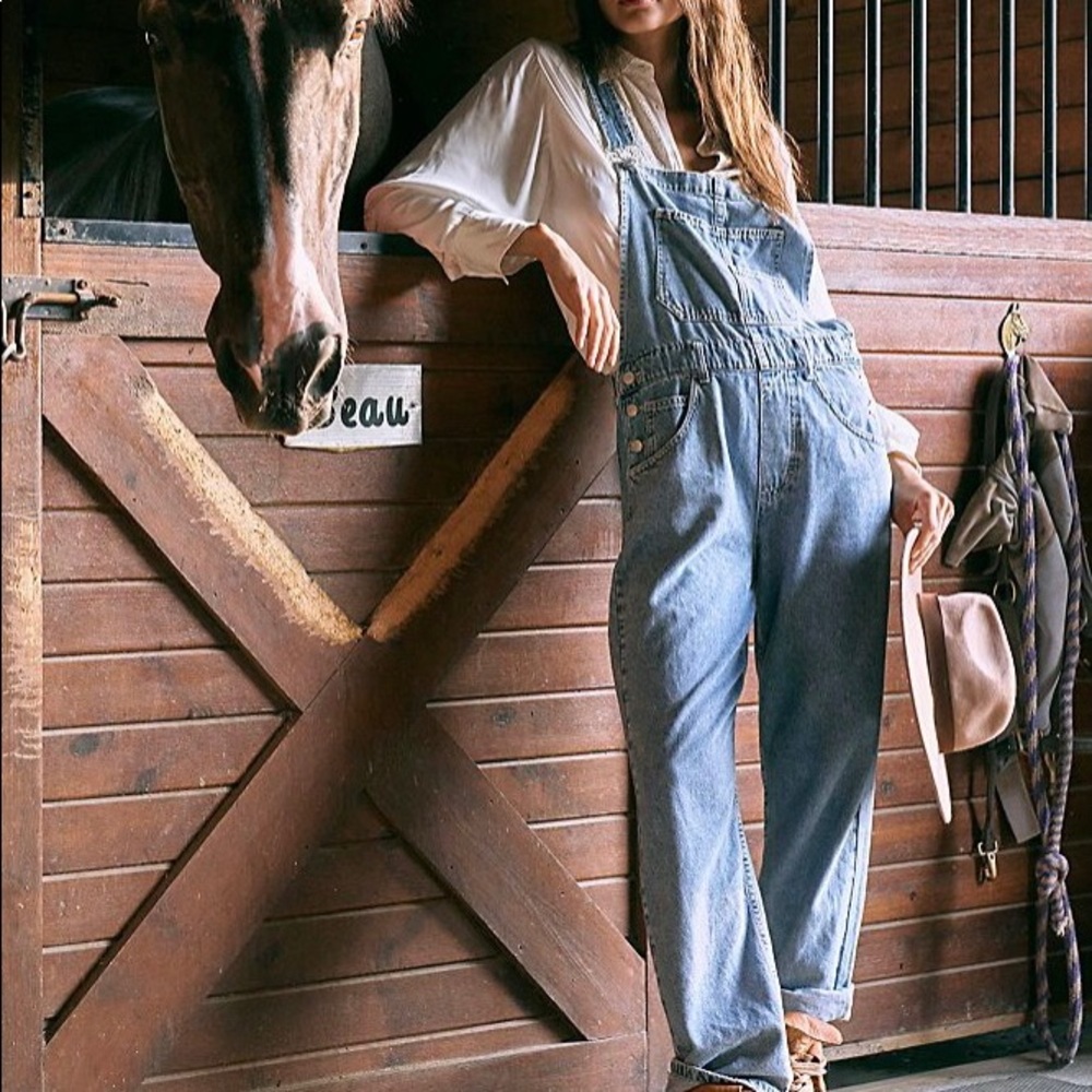 Free People Ziggy Overalls in Powder Blue